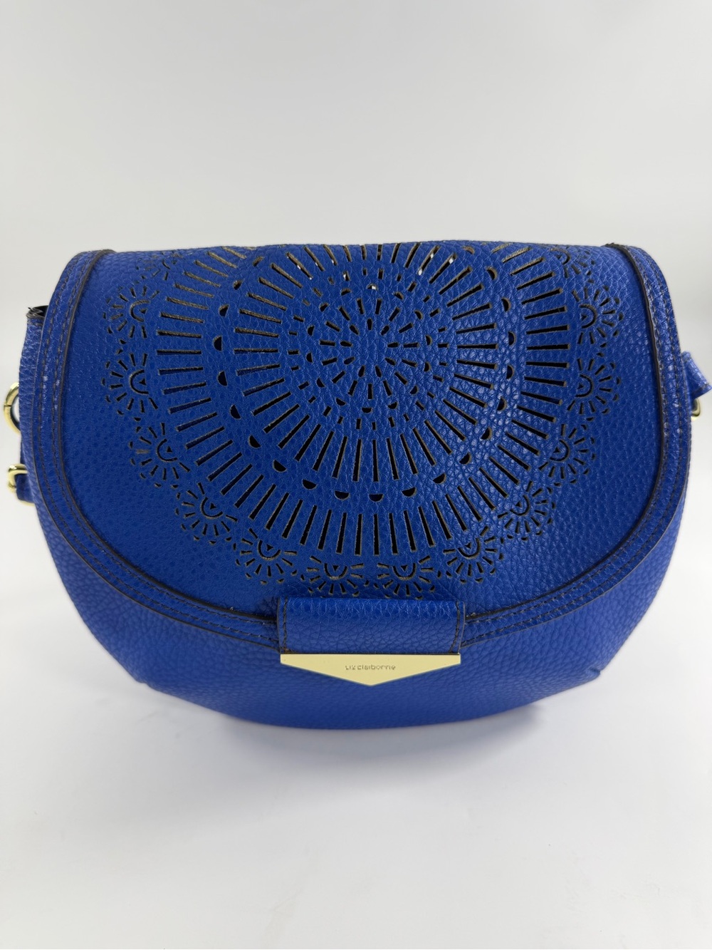 Liz Claiborne Royal Blue Laser-Cut Saddle Crossbody‎